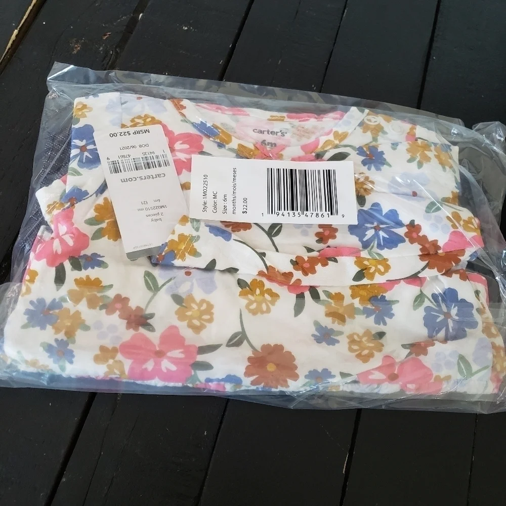 Carter's NWT Baby Girl 6 Months Two Piece Outfit Set Floral Long Sleeve Leggings
